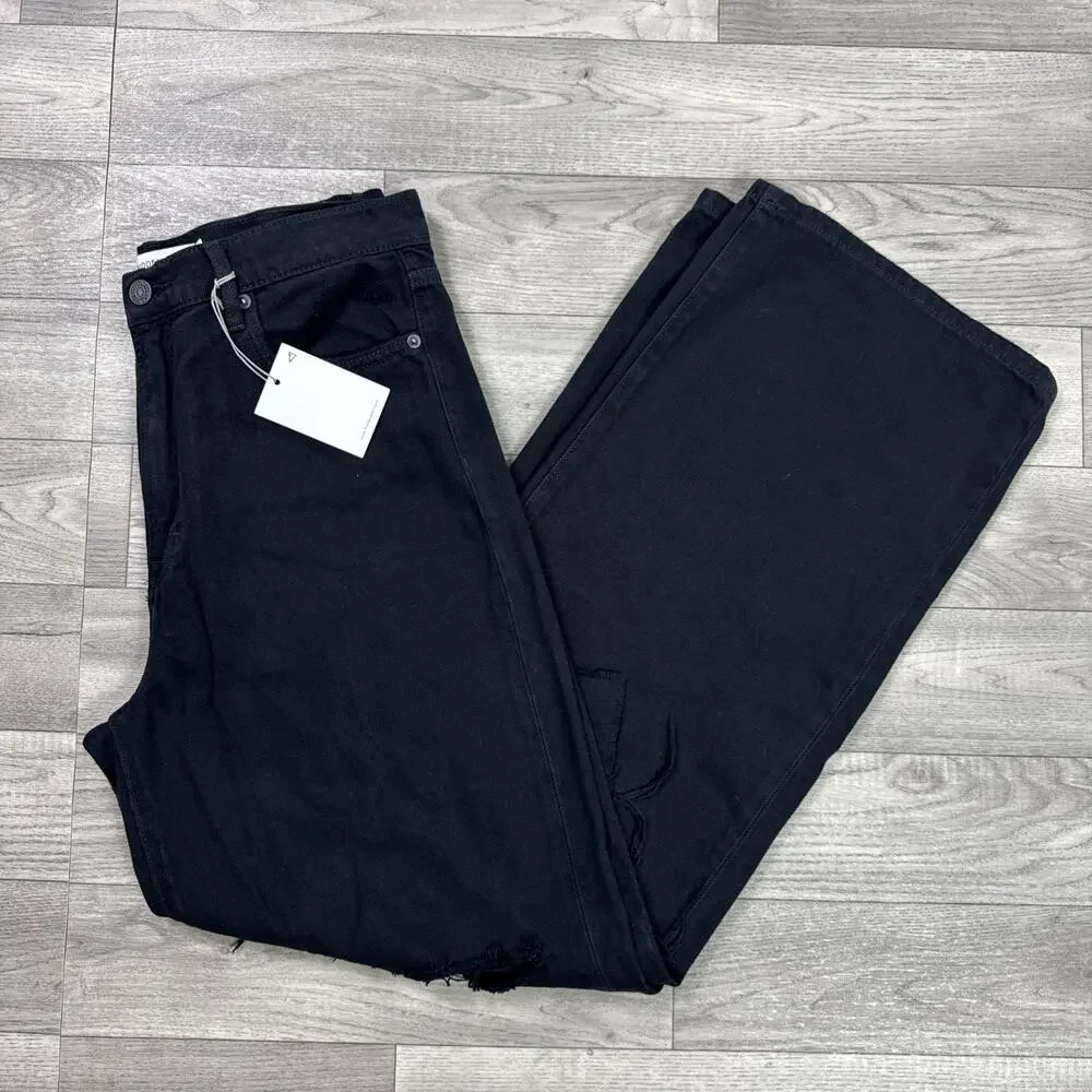 HIDDEN Logan Dad Denim Jeans High Rise Ripped Black Wash sz 30
